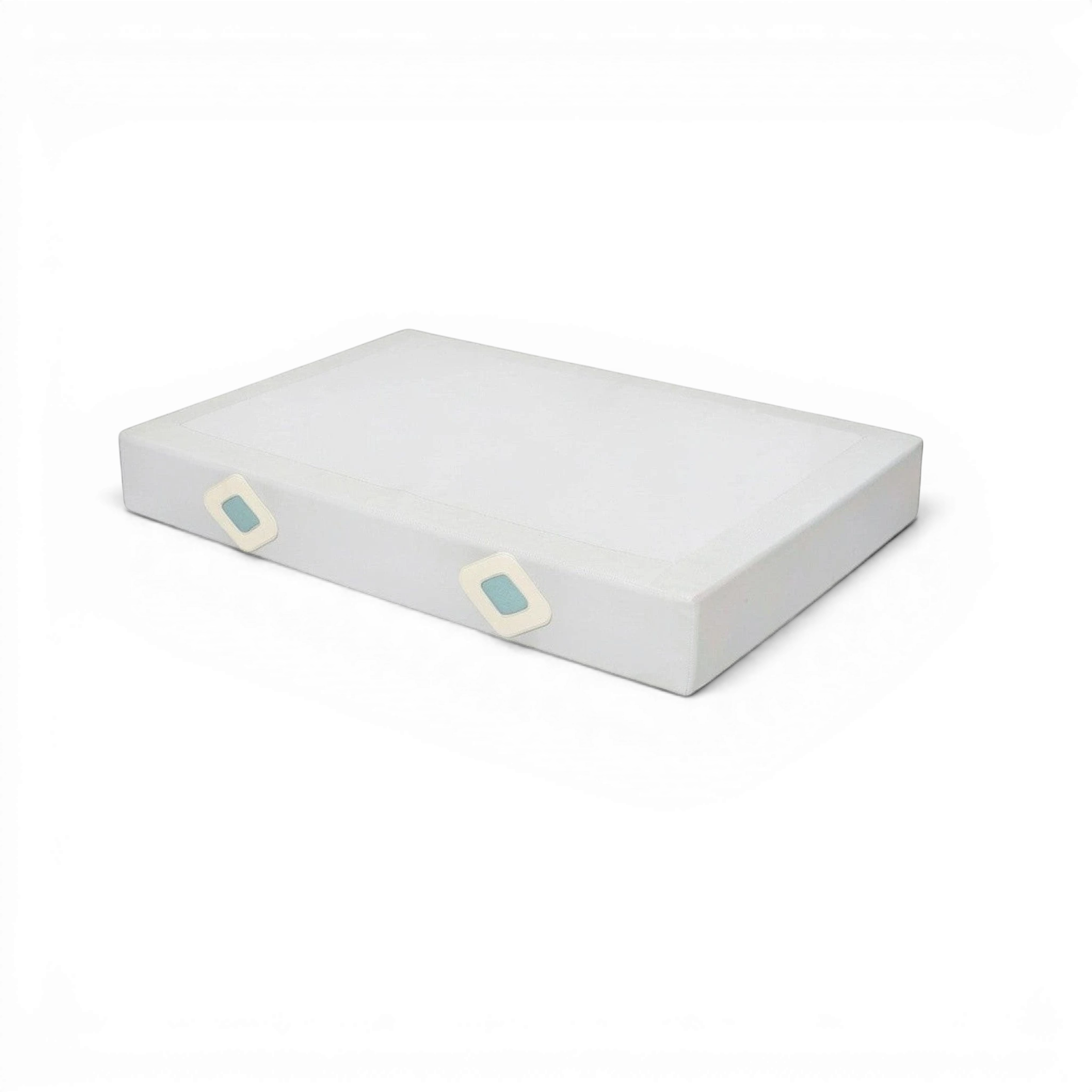 UK Gym Pits FIG approved white gymnastics landing mat with durable PVC vinyl cover and air distribution mesh windows