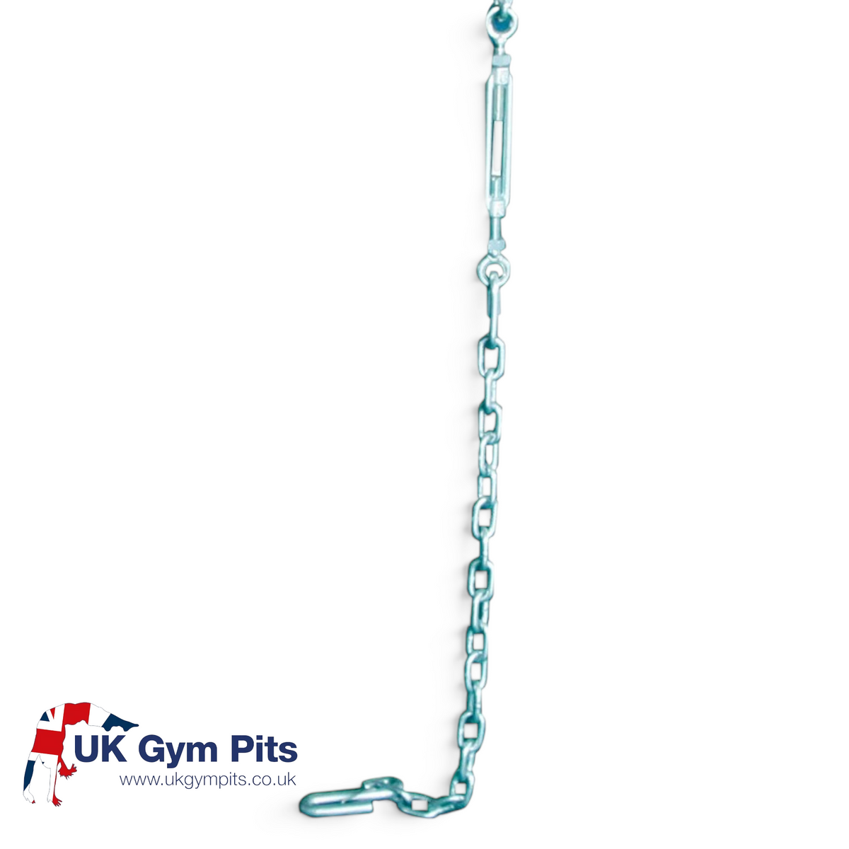 UK Gym Pits floor chain tension system for pommel horse and vault equipment with adjustable metal turnbuckle