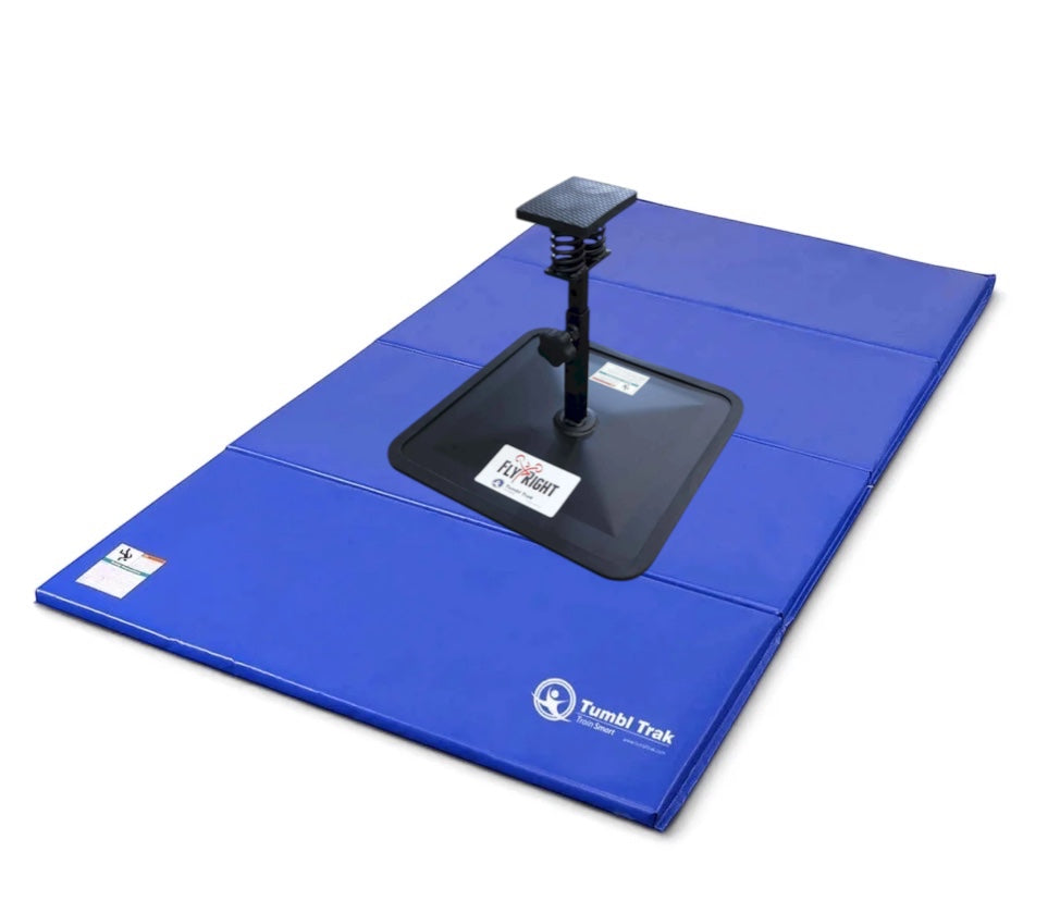 UK Gym Pits blue folding tumbling mat for cheerleading and gymnastics training made of durable vinyl and foam