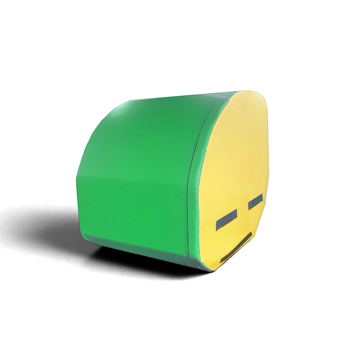 UK Gym Pits green and yellow foam handspring trainer wedge with carry handles for gymnastics training