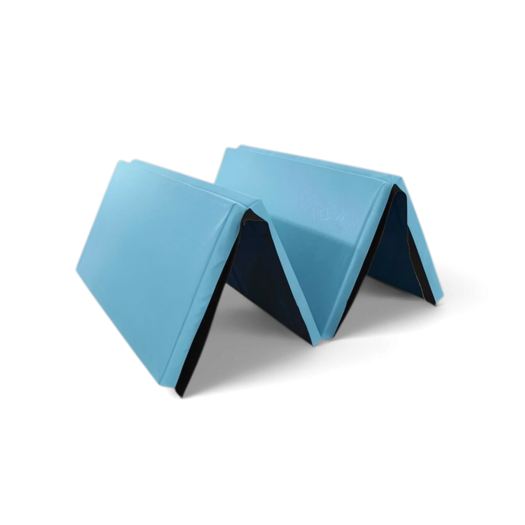 UK Gym Pits light blue foldable gymnastics mat made of durable PVC foam for exercise and soft play