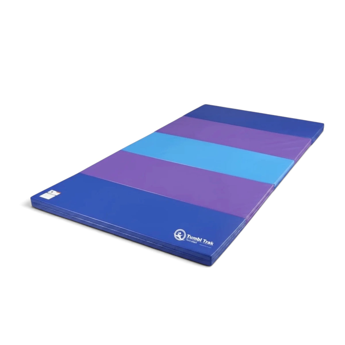 UK Gym Pits foldable panel tumbling mat in purple and blue vinyl for gymnastics and exercise training