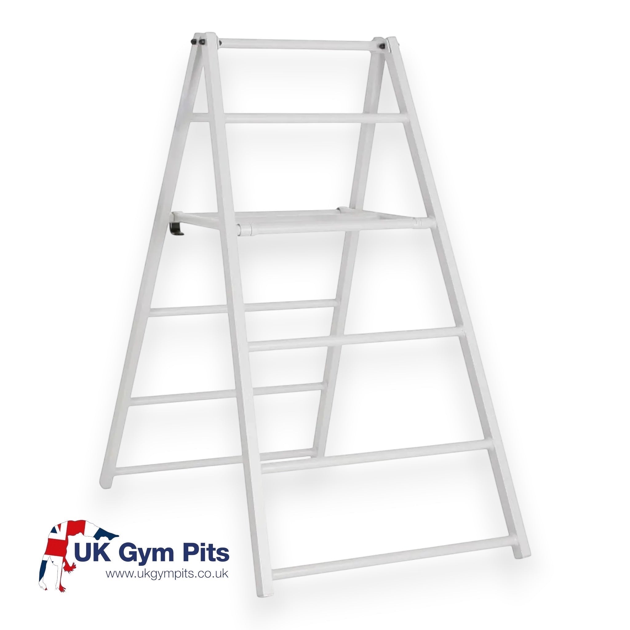 UK Gym Pits silver powder coated aluminium folding agility trestle for gymnastics training with anti-slip feet