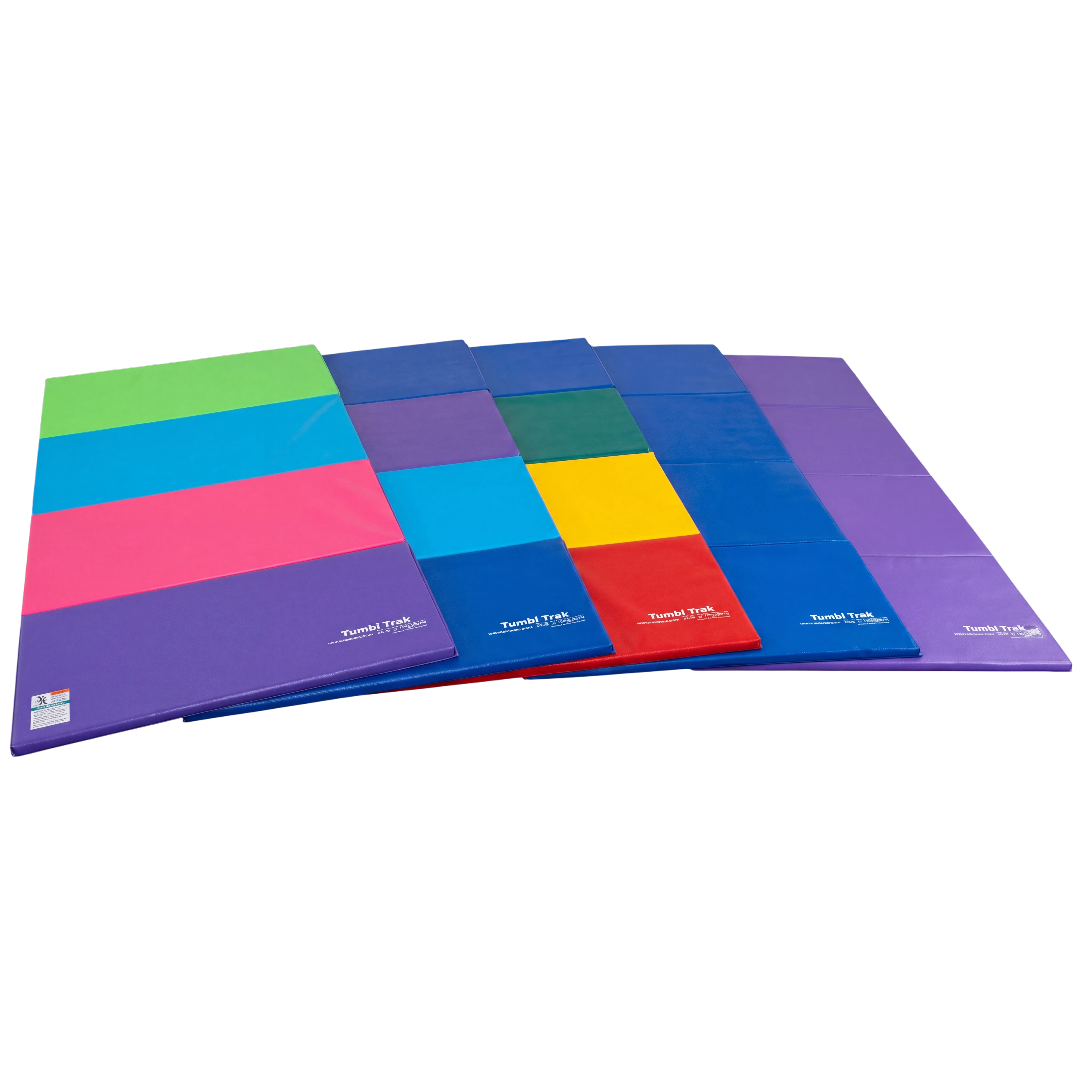 UK Gym Pits colourful folding gymnastics tumbling mats in various vibrant colour combinations for home training