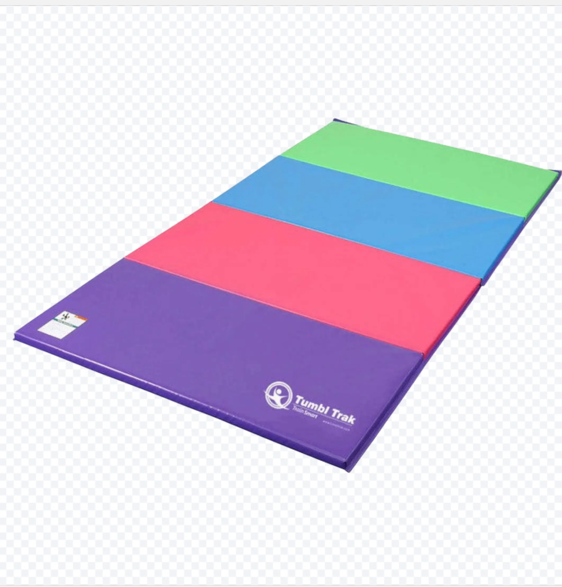 UK Gym Pits multi-coloured folding tumbling mat for gymnastics training with durable vinyl surface