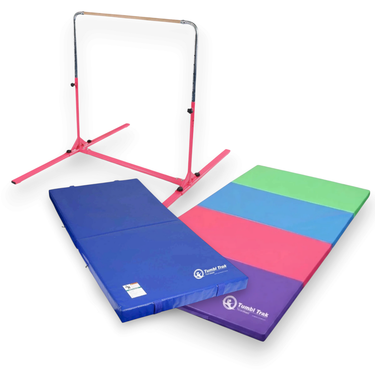 UK Gym Pits multi-coloured folding gymnastics tumbling mat with durable vinyl surface for home or gym training