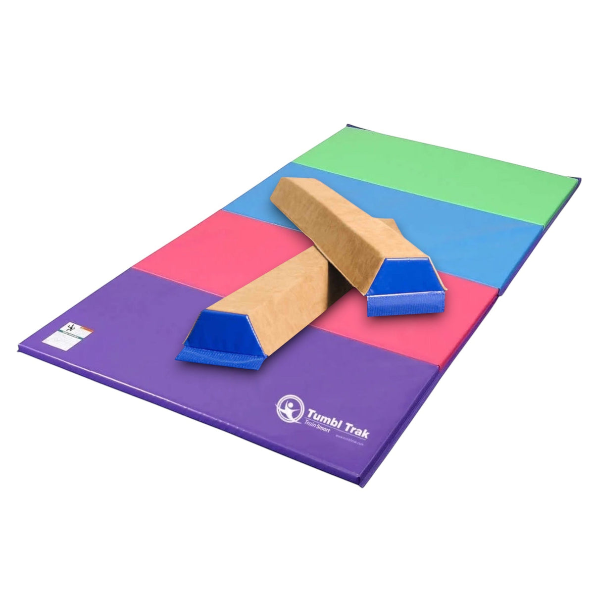 UK Gym Pits multi-coloured folding tumbling mat for gymnastics practice with durable vinyl surface