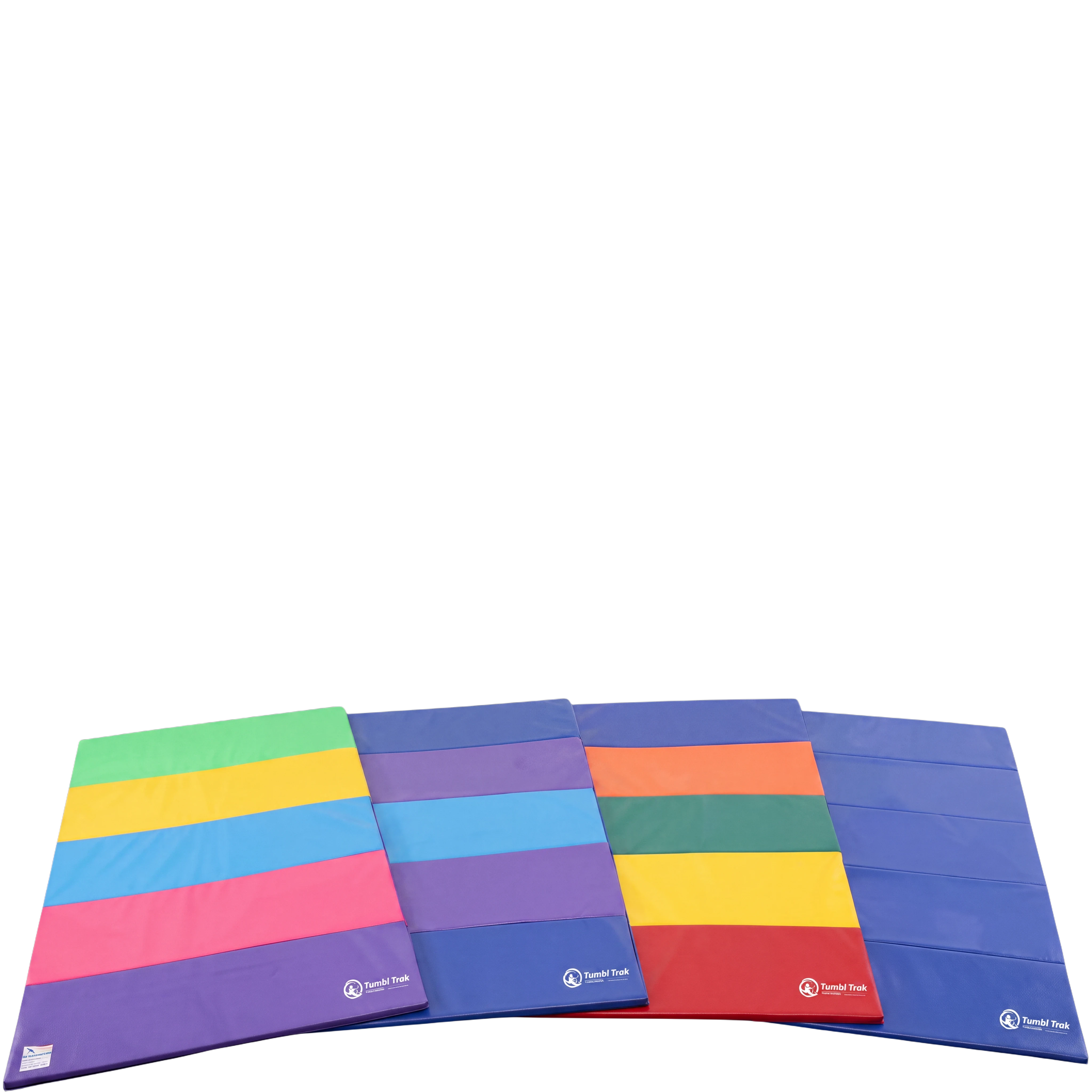 UK Gym Pits colourful folding gymnastics tumbling mats in various multi-coloured panel designs for home training