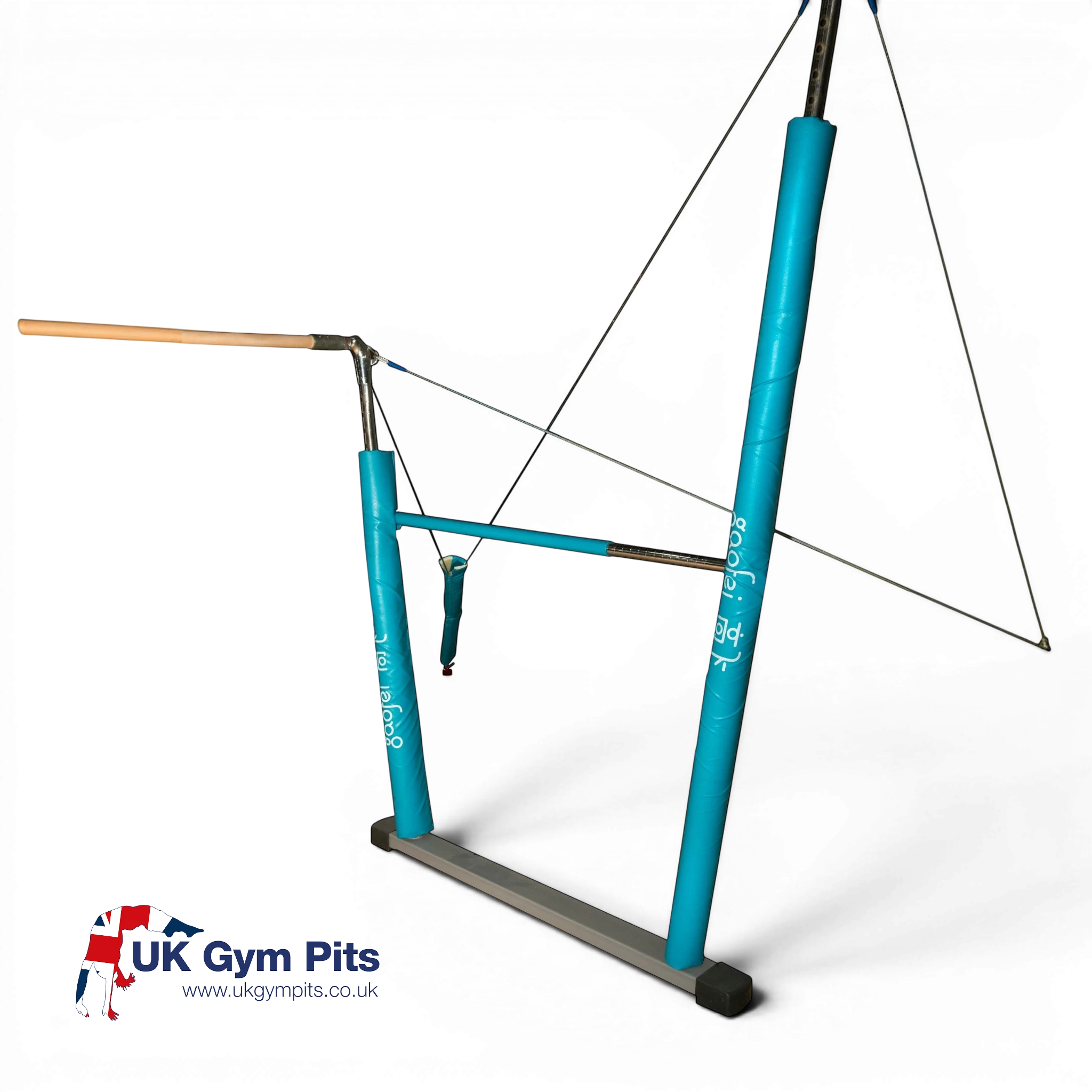 UK Gym Pits Gaofei asymmetric bar post safety padding in blue PVC vinyl with high density foam for gymnastics equipment