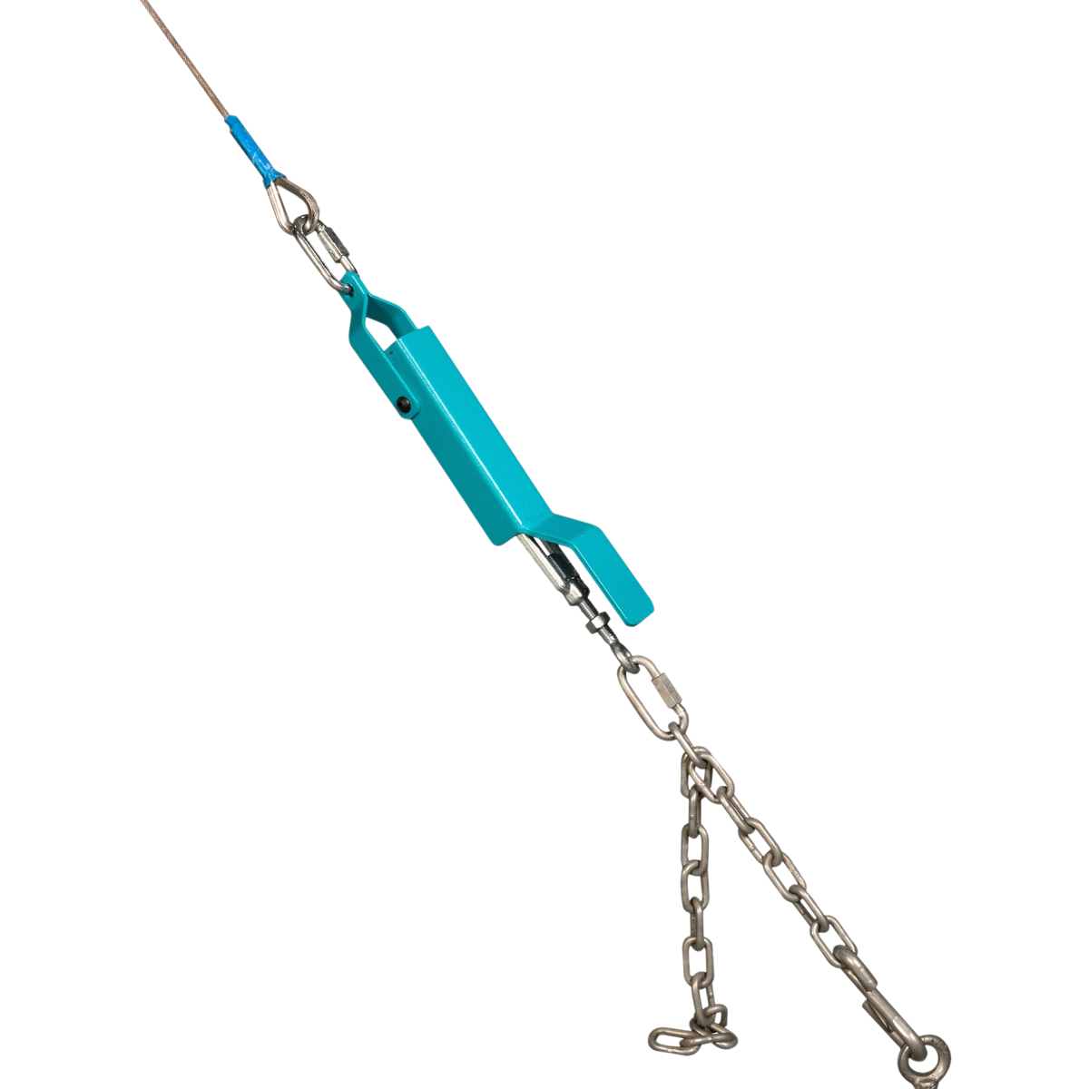 UK Gym Pits Gaofei asymmetric bars quick release chain tension system with blue metal lever and steel cabling