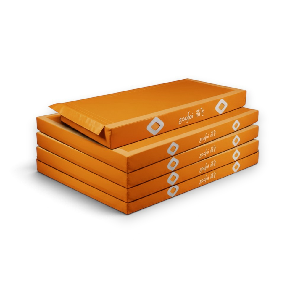 UK Gym Pits Gaofei orange asymmetric bars landing mats stacked for gymnastics training and competition