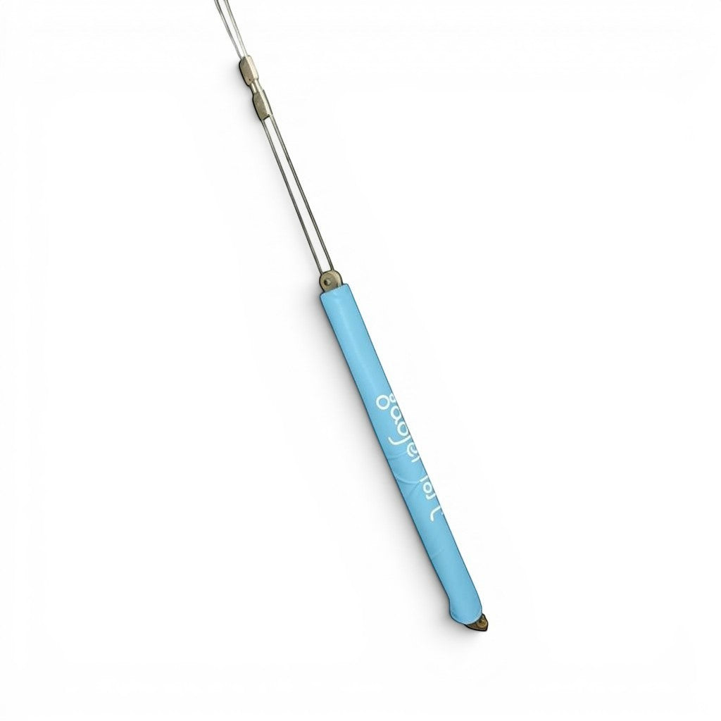 UK Gym Pits Gaofei light blue PVC gymnastics chain safety padding with Velcro closure and high-density foam core.