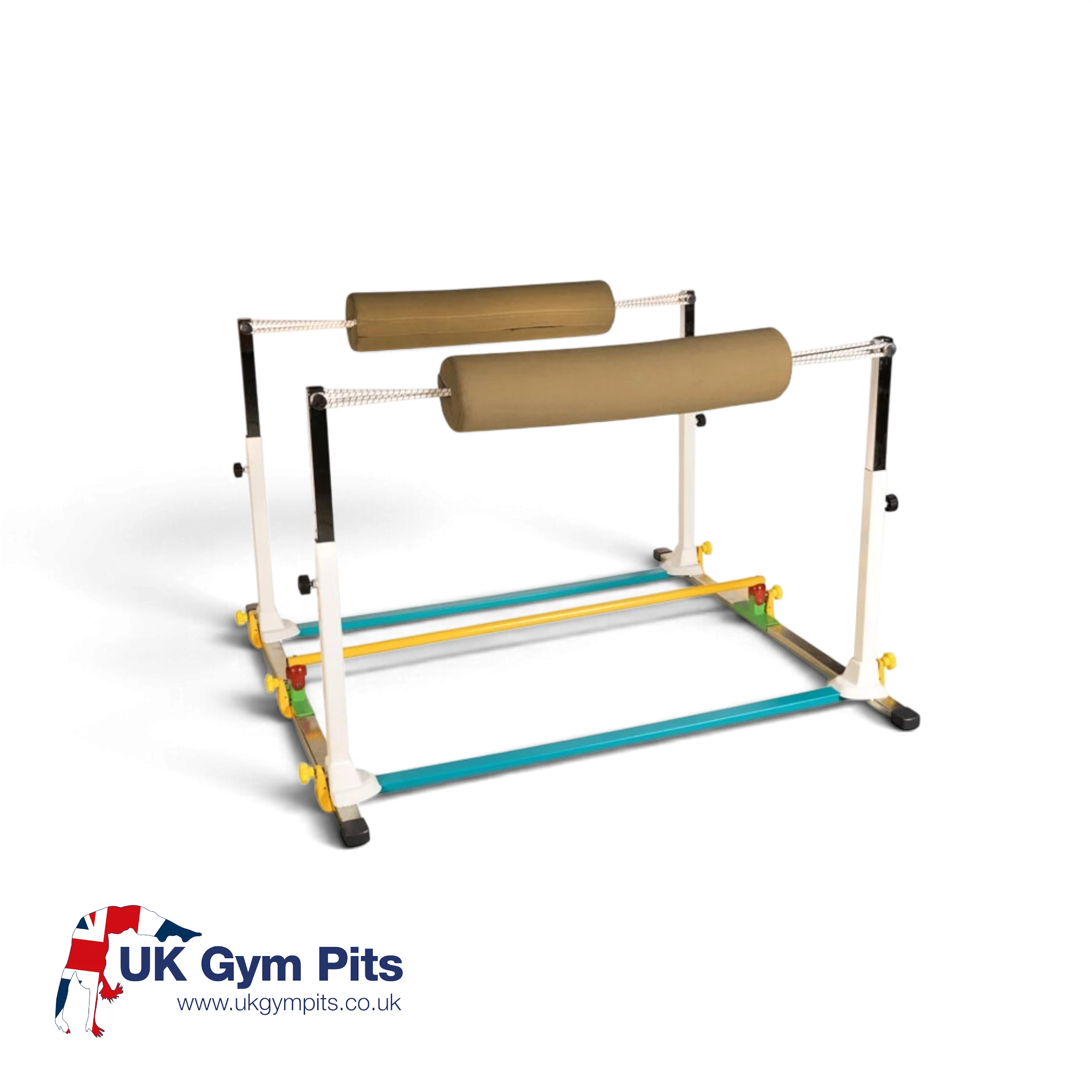 UK Gym Pits Gaofei double handstand bouncer with adjustable height, foam rollers, and reinforced steel frame.