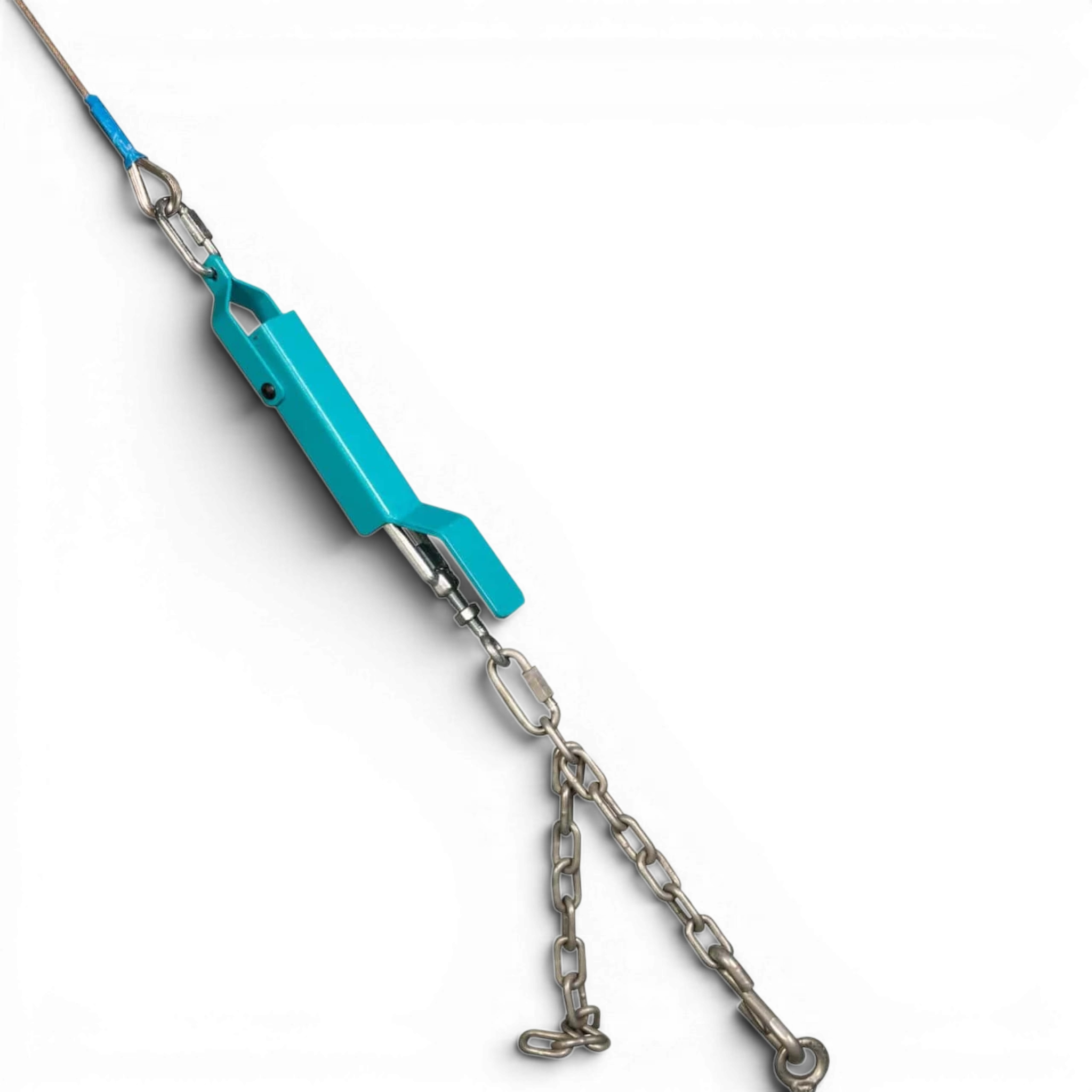 UK Gym Pits Gaofei gymnastics high bar quick release chain tension system with blue metal hardware and steel cables