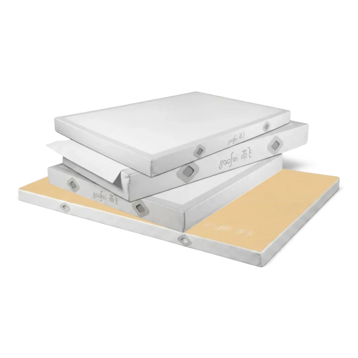 UK Gym Pits Gaofei FIG approved gymnastics beam landing mats with durable PVC vinyl and air distribution mesh windows.