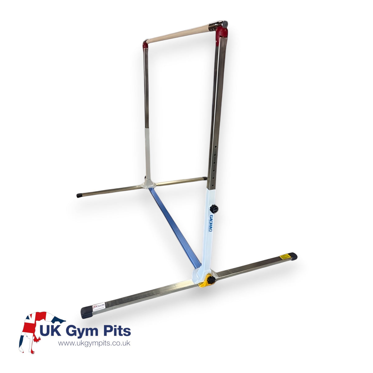UK Gym Pits Gaofei mini high bar for gymnastics training with adjustable steel frame and wooden rail