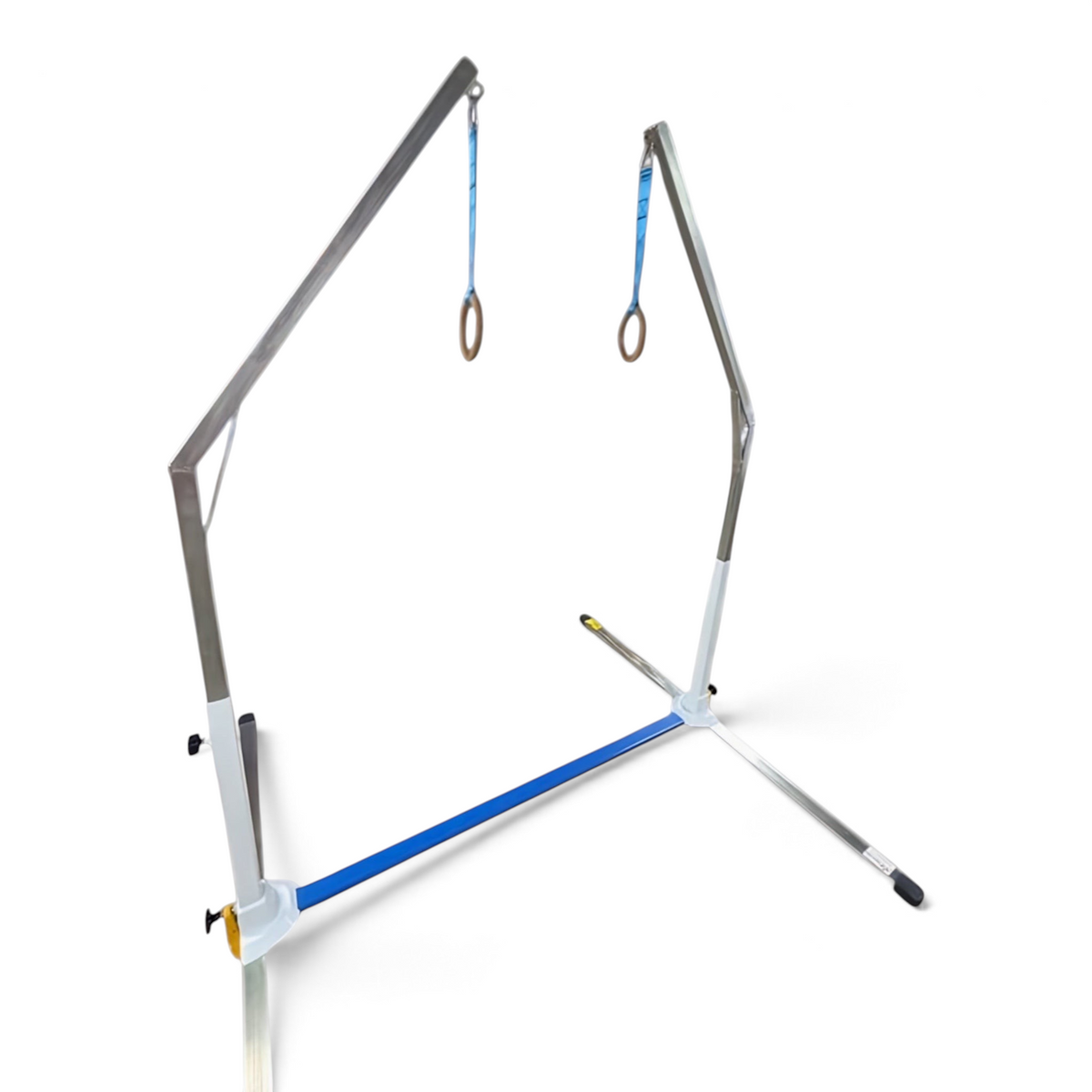 UK Gym Pits Gaofei mini ring frame for children with adjustable height, steel construction, and blue base accents.