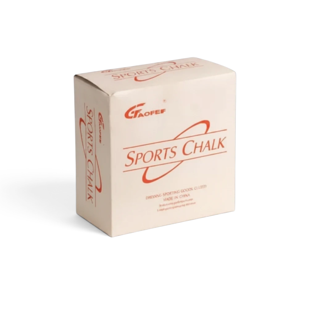 UK Gym Pits professional grade Gaofei sports chalk in a white box with red branding for gymnastics training