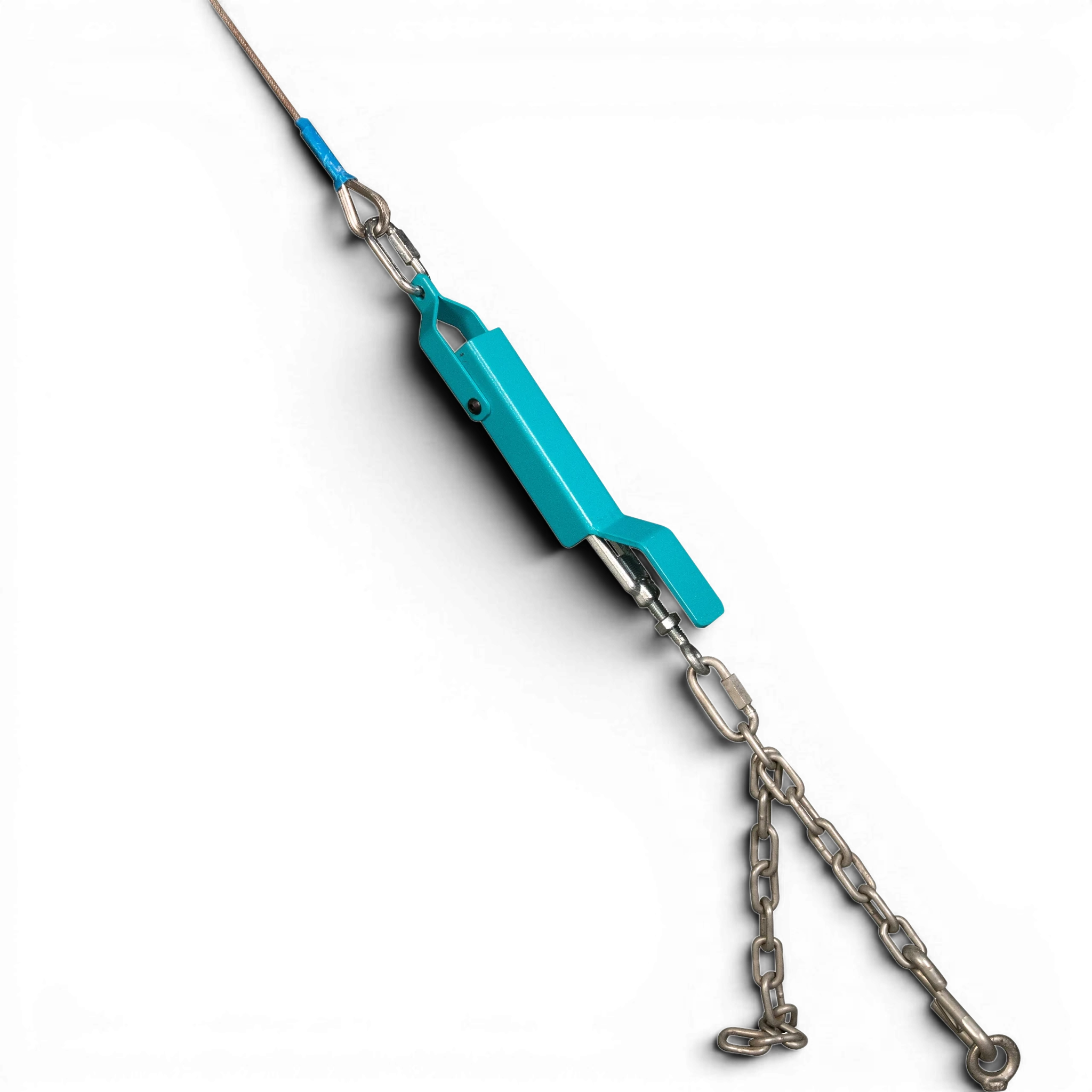 UK Gym Pits Gaofei gymnastics high bar quick release chain tension system with blue metal lever and steel cable