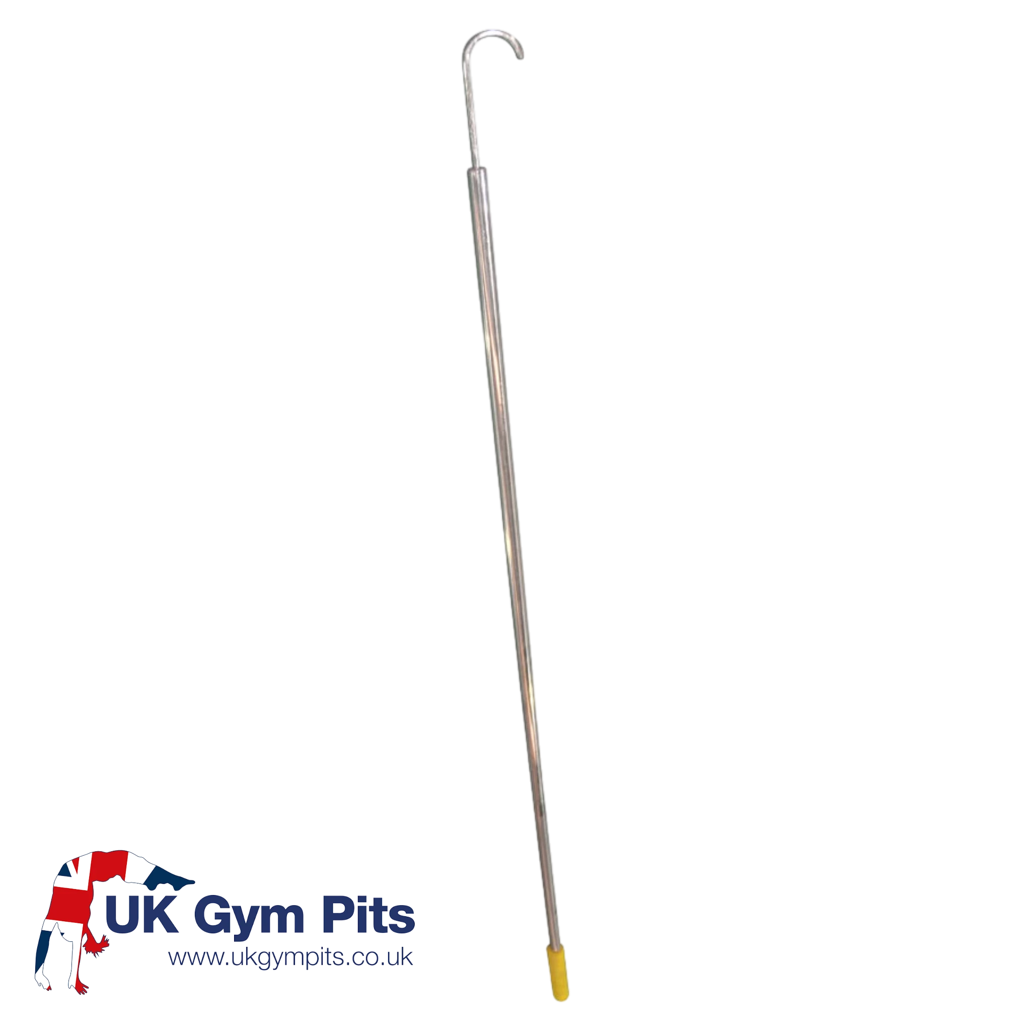UK Gym Pits Gaofei stainless steel gymnastics ring hook for safe ring access and storage, 1.8m long.