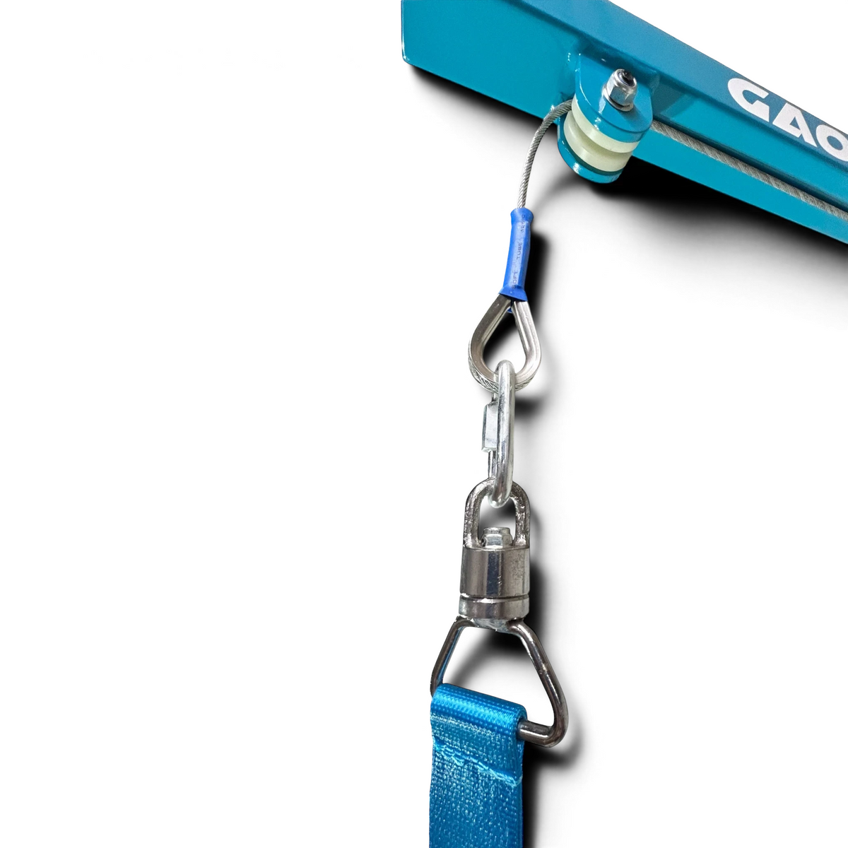 UK Gym Pits Gaofei wall mountable training rings featuring a blue powder coated steel frame and adjustable cabling system.