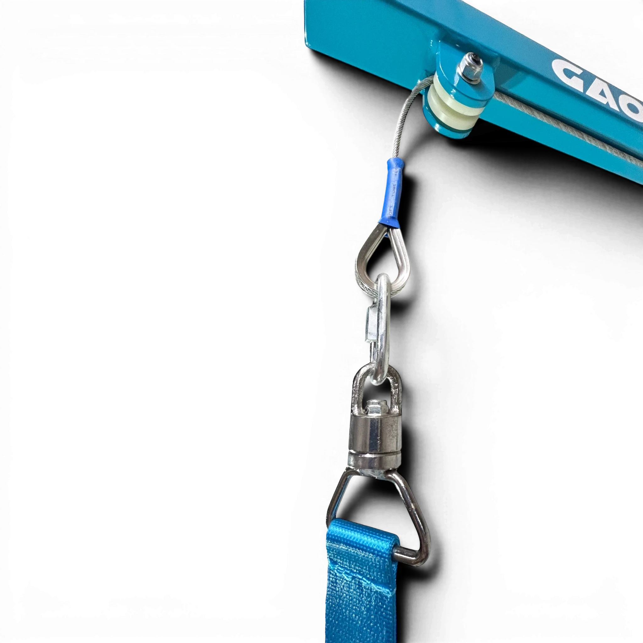 UK Gym Pits Gaofei wall mountable training rings featuring a blue powder coated steel frame and adjustable cabling system.
