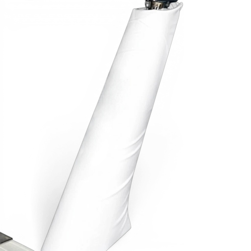 UK Gym Pits white PVC vinyl safety padding wrapped around a gymnastics beam leg for impact protection
