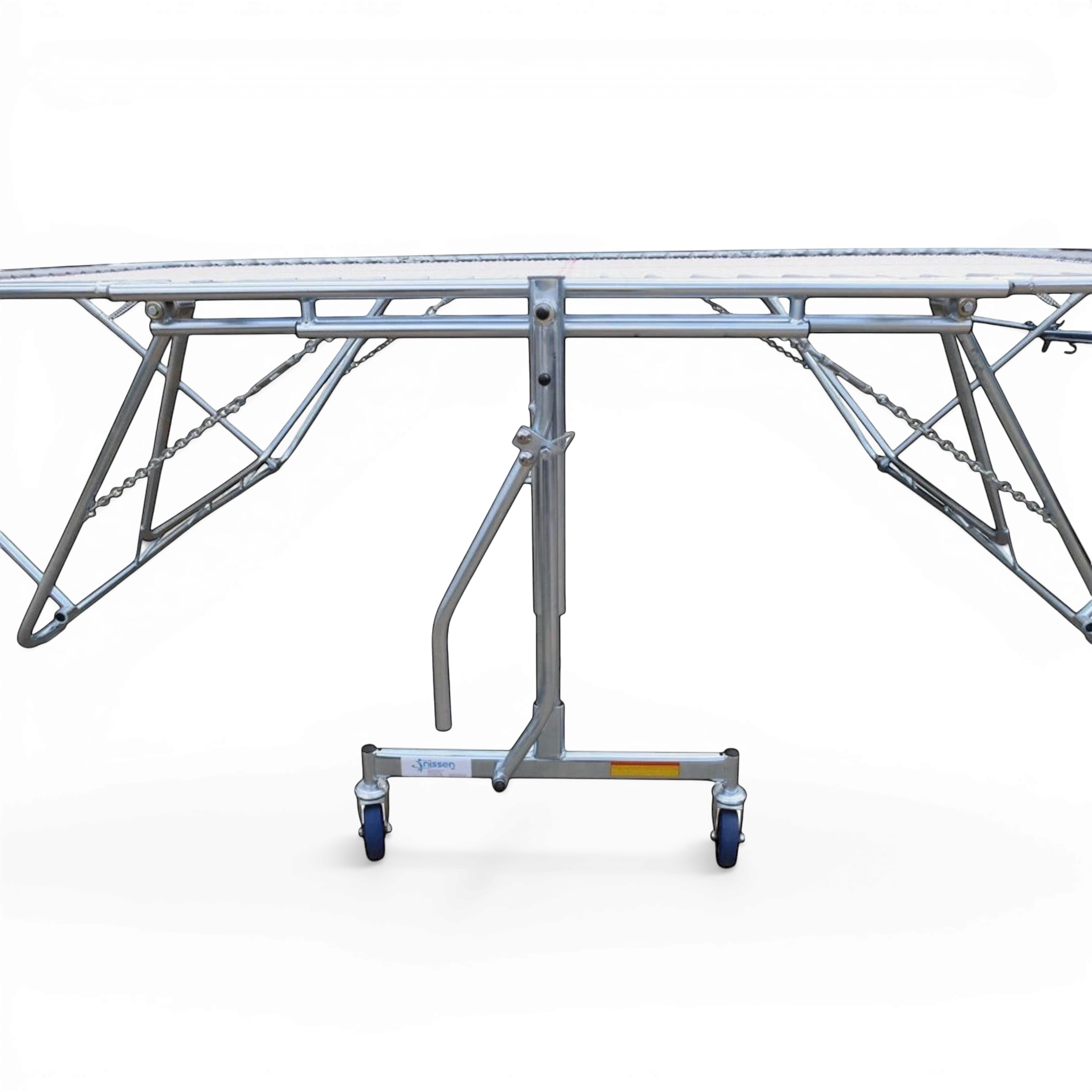 UK Gym Pits GM Extreme trampoline featuring a 13mm web bed and a durable steel frame with lift and lower roller stands