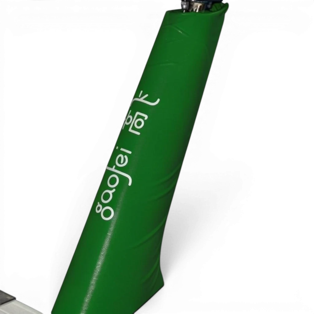 UK Gym Pits green Gaofei gymnastics beam leg safety padding with durable PVC vinyl cover and Velcro closure