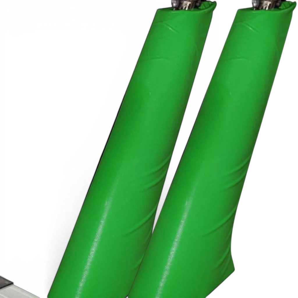 UK Gym Pits green PVC vinyl beam leg safety padding with high-density foam for gymnastics equipment