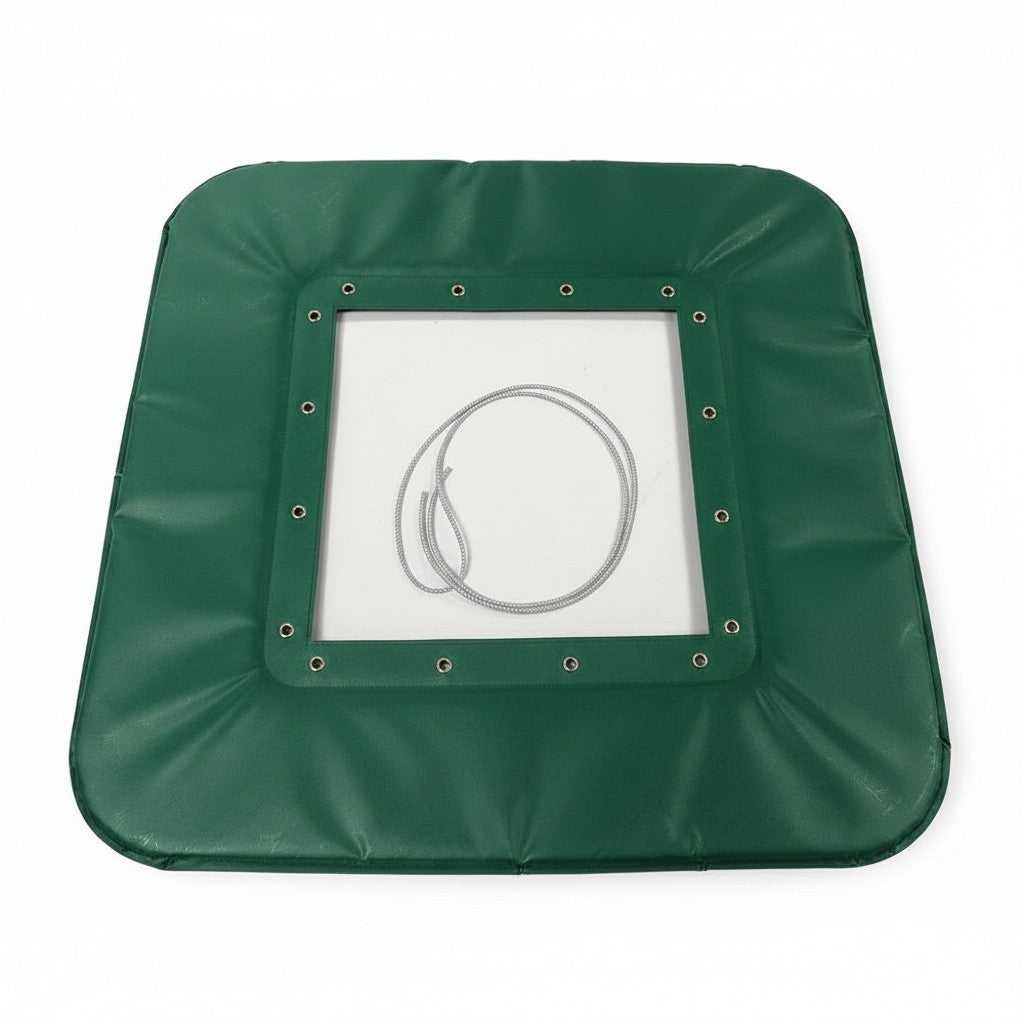 UK Gym Pits green PVC foam replacement frame pad for mini trampolines with included lacing cord and metal eyelets