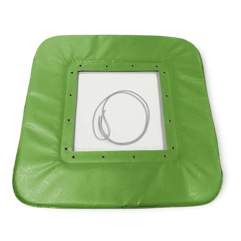 UK Gym Pits green PVC foam frame pad for mini trampolines with lacing cord and metal eyelets