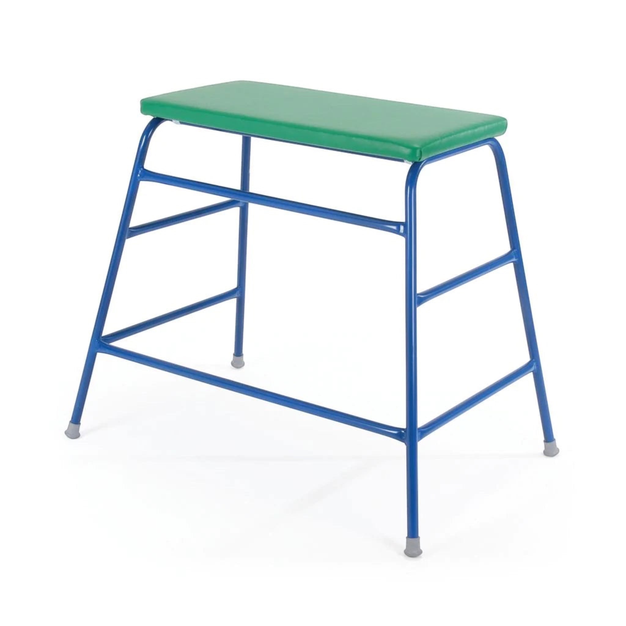 UK Gym Pits agility table with a green padded PVC top and a robust blue powder-coated steel frame for gym use.