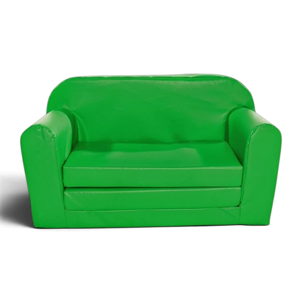 UK Gym Pits green vinyl children's soft play sofa bed for nurseries and schools