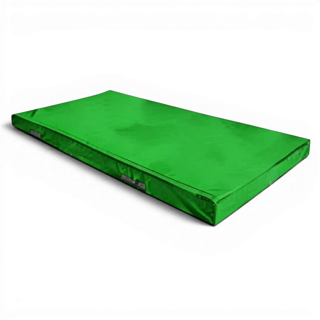 UK Gym Pits green FIG specification trampoline push-on safety mat with PVC cover and side handles