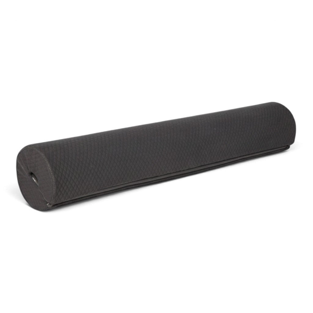 UK Gym Pits grey foam bar safety pad with a textured jersey cover for gymnastics equipment protection
