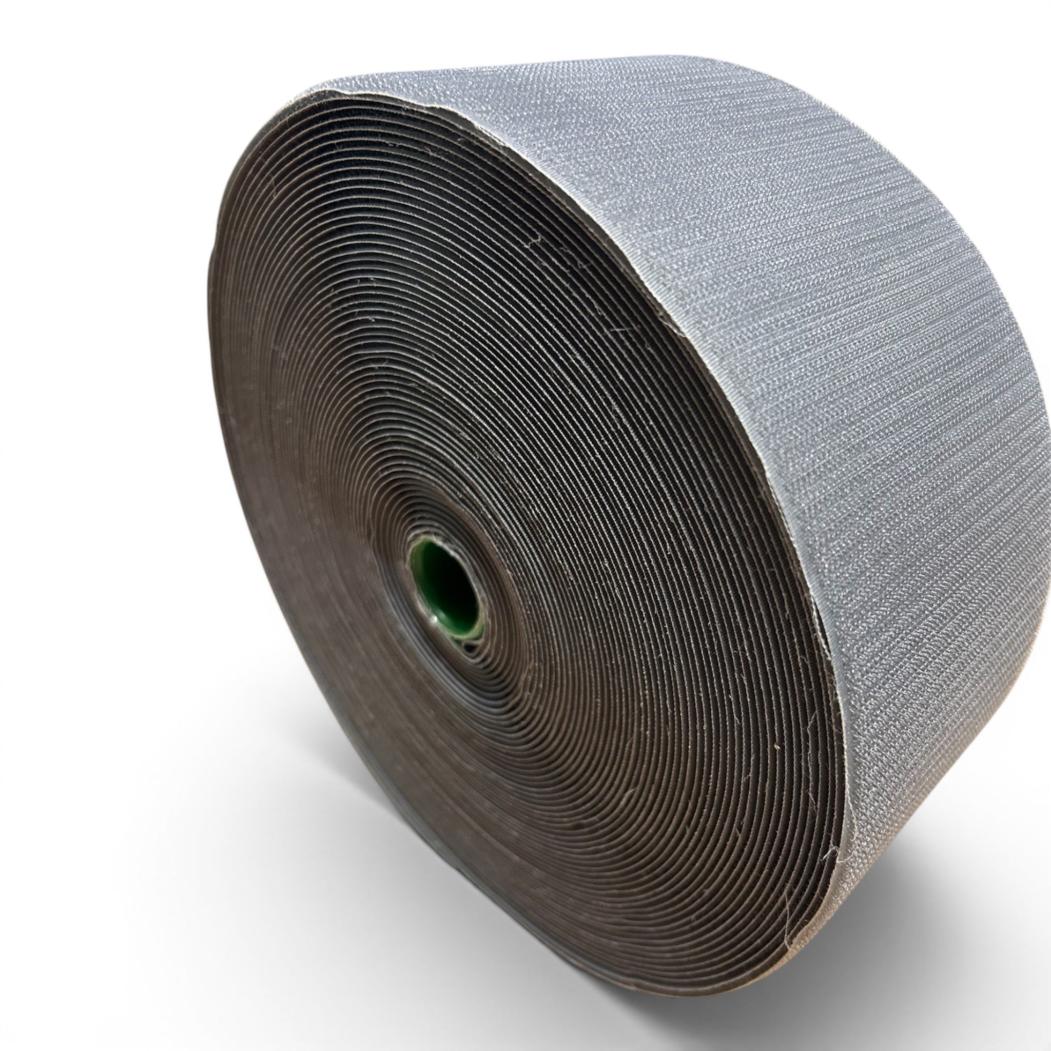UK Gym Pits grey hook roll for joining carpet mat rolls, 10cm wide and 25m long for seamless gym flooring installation.