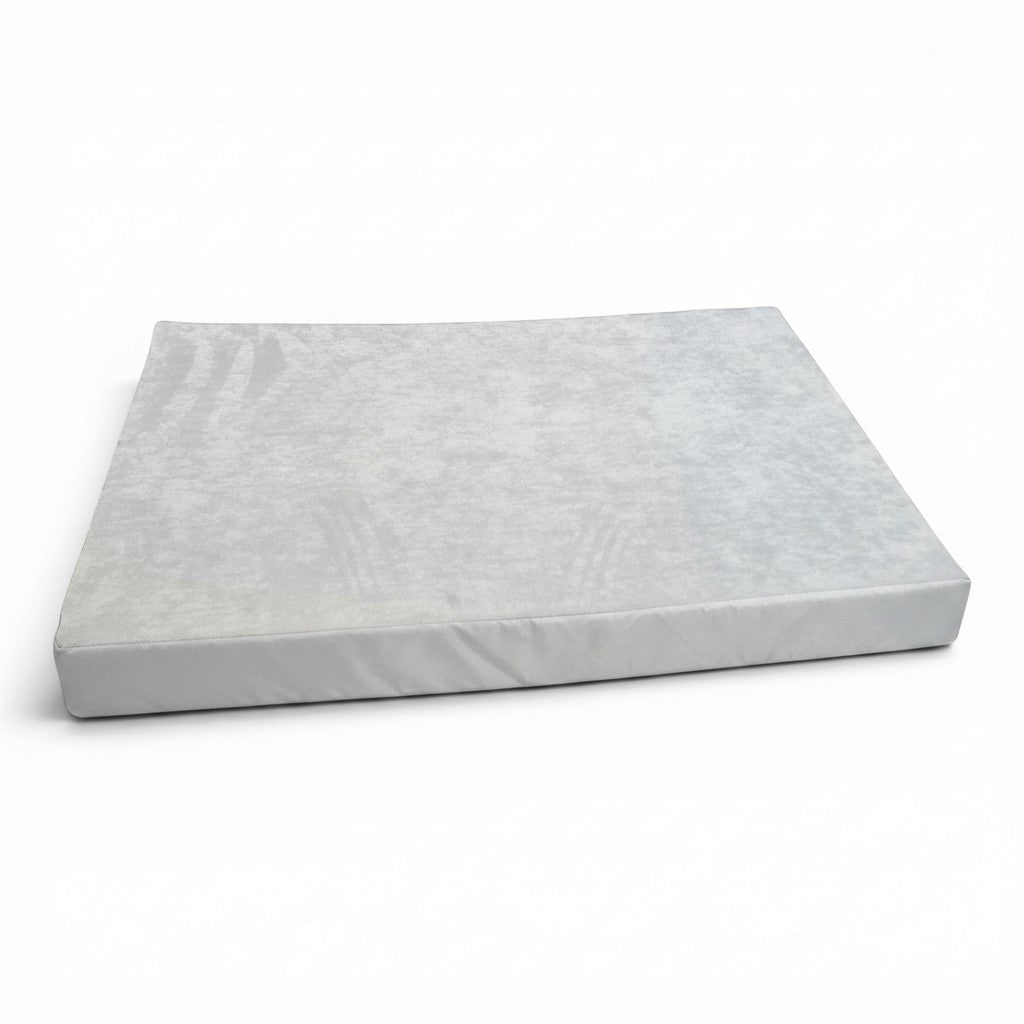 UK Gym Pits grey jersey-topped crash mat for gymnastics and martial arts, featuring a soft fabric surface.
