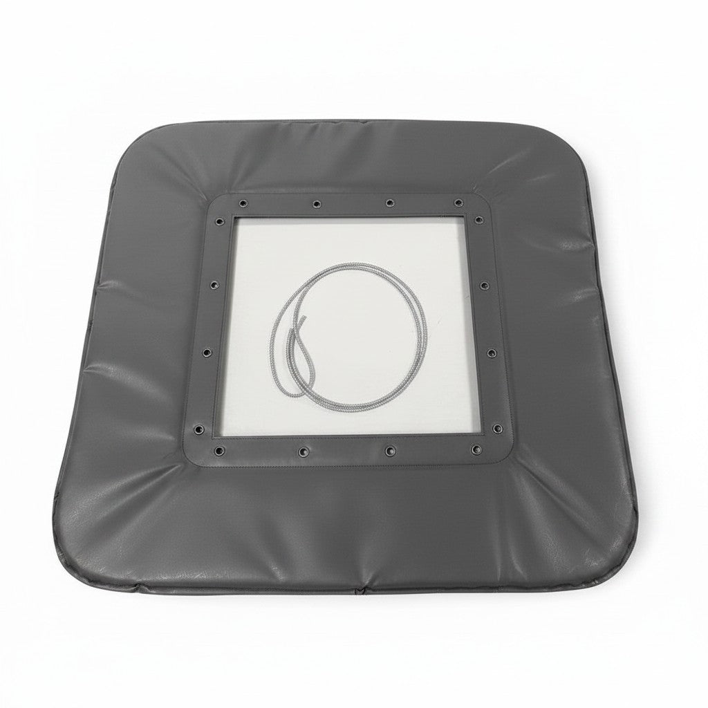 UK Gym Pits grey PVC mini trampoline frame pad with lacing cord and metal eyelets for secure installation