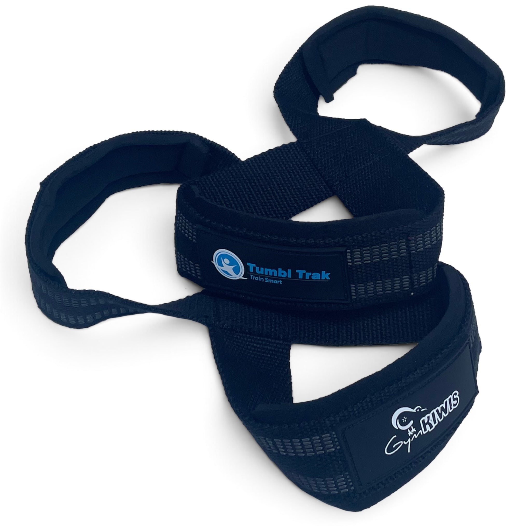 UK Gym Pits Gym Kiwis black neoprene swing straps with figure-eight design for gymnastics bar training