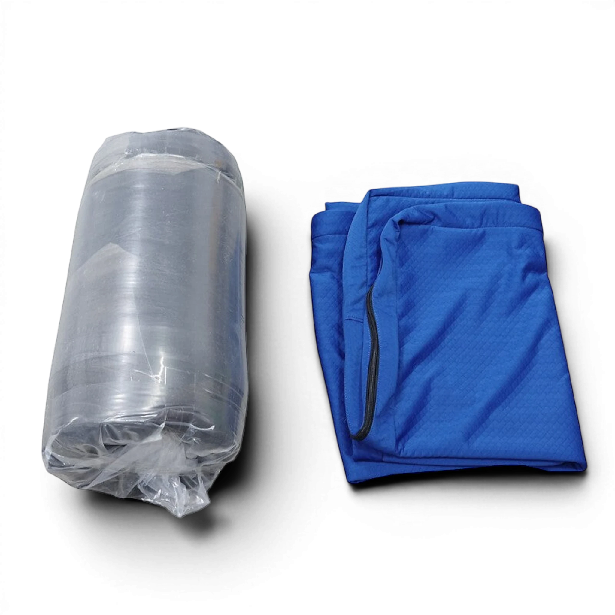 UK Gym Pits gymnastics practice mat and build a mat set with blue quilted nylon cover and rolled foam mat