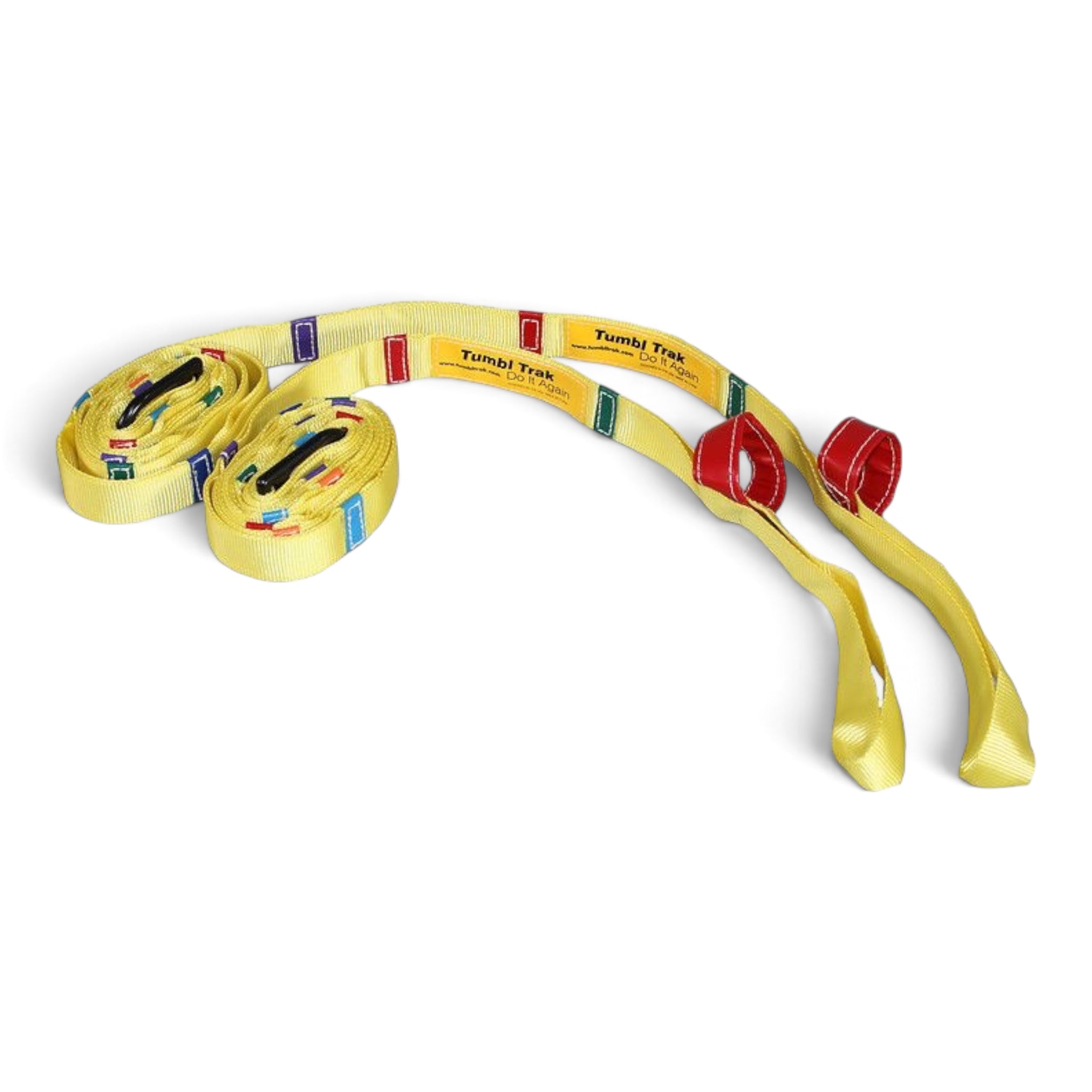 UK Gym Pits gymnastics rings yellow adjustable straps with colour coded height markers for strength training