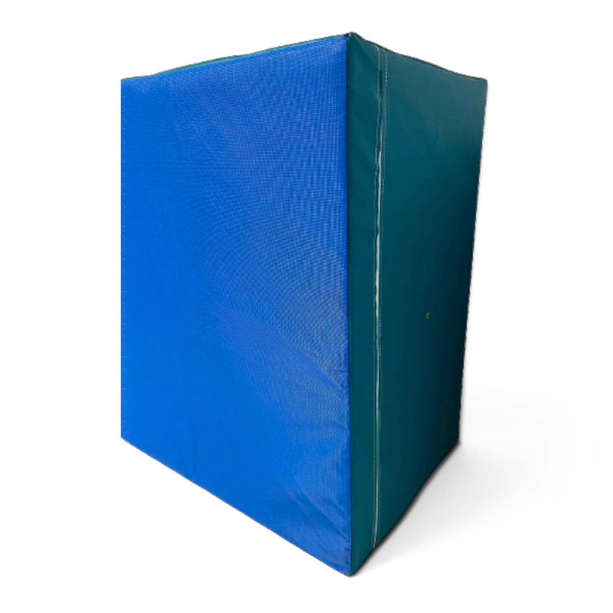 UK Gym Pits blue and teal PVC gymnastics spotting and coaching block with a stable foam core and anti-slip base.