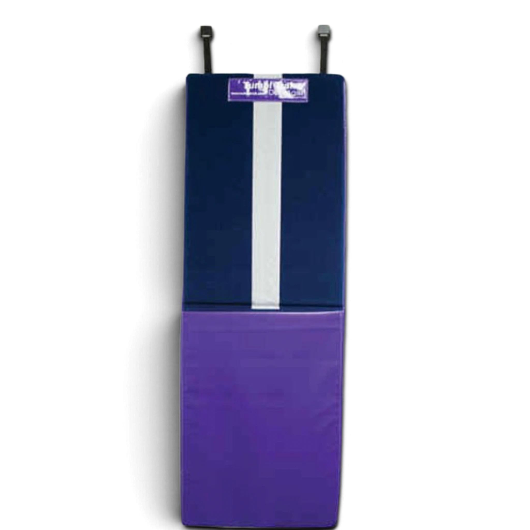 UK Gym Pits handstand homework mat in blue and purple with a white center stripe for gymnastics training