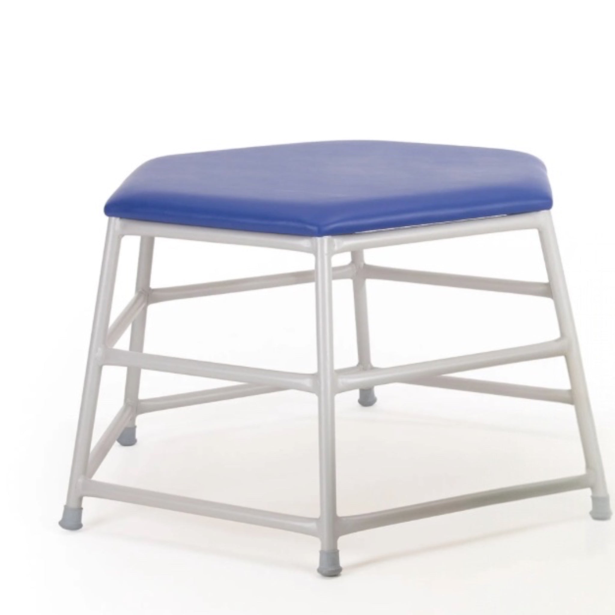 UK Gym Pits Lita hexagonal movement table with a blue padded PVC top and a silver powder-coated aluminium frame.