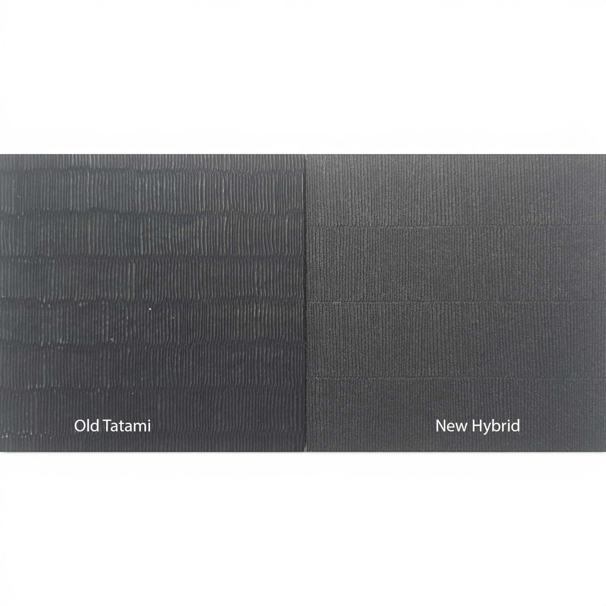 UK Gym Pits hybrid connect mat roll surface texture comparison showing old tatami versus new hybrid finish