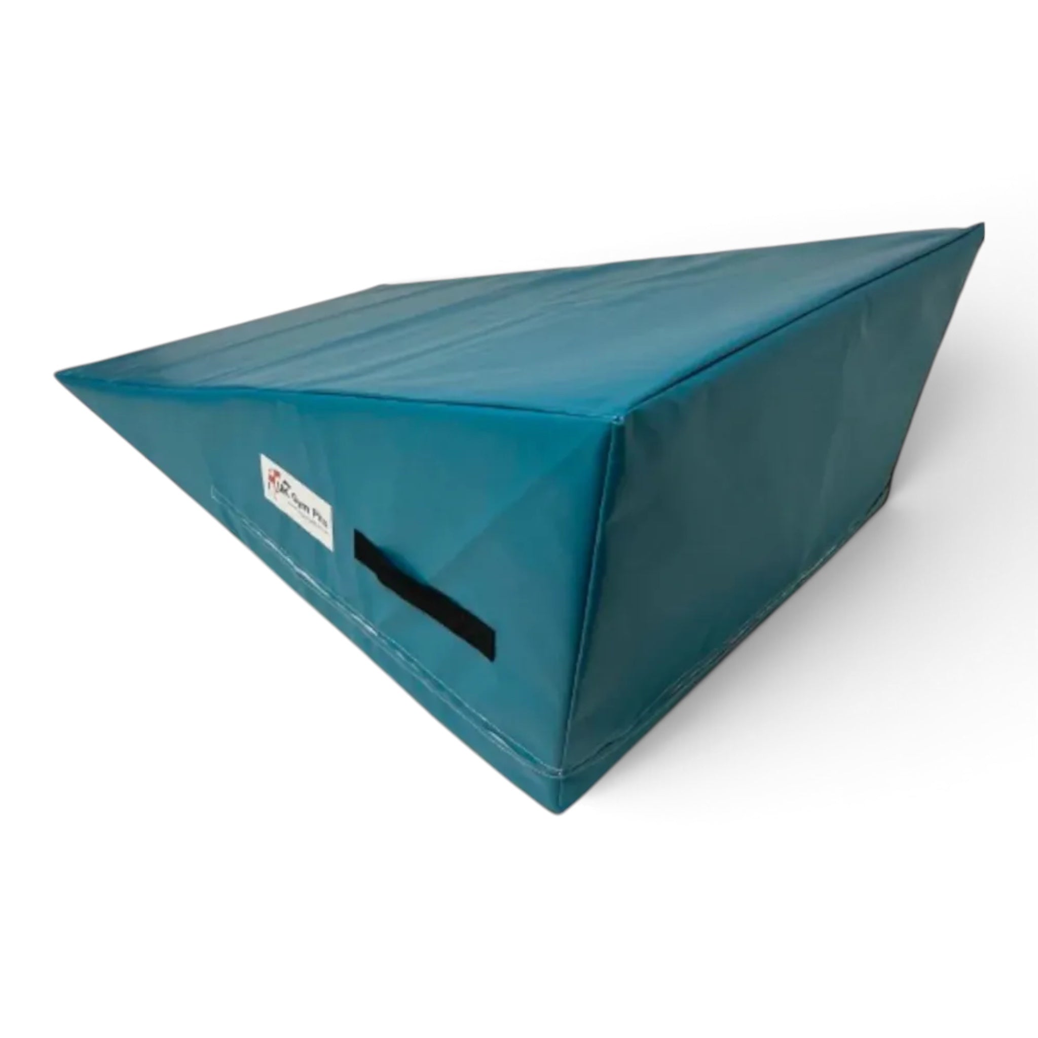 UK Gym Pits inclined wedge gymnastics mat in teal vinyl with carry handles and anti-slip base for soft play