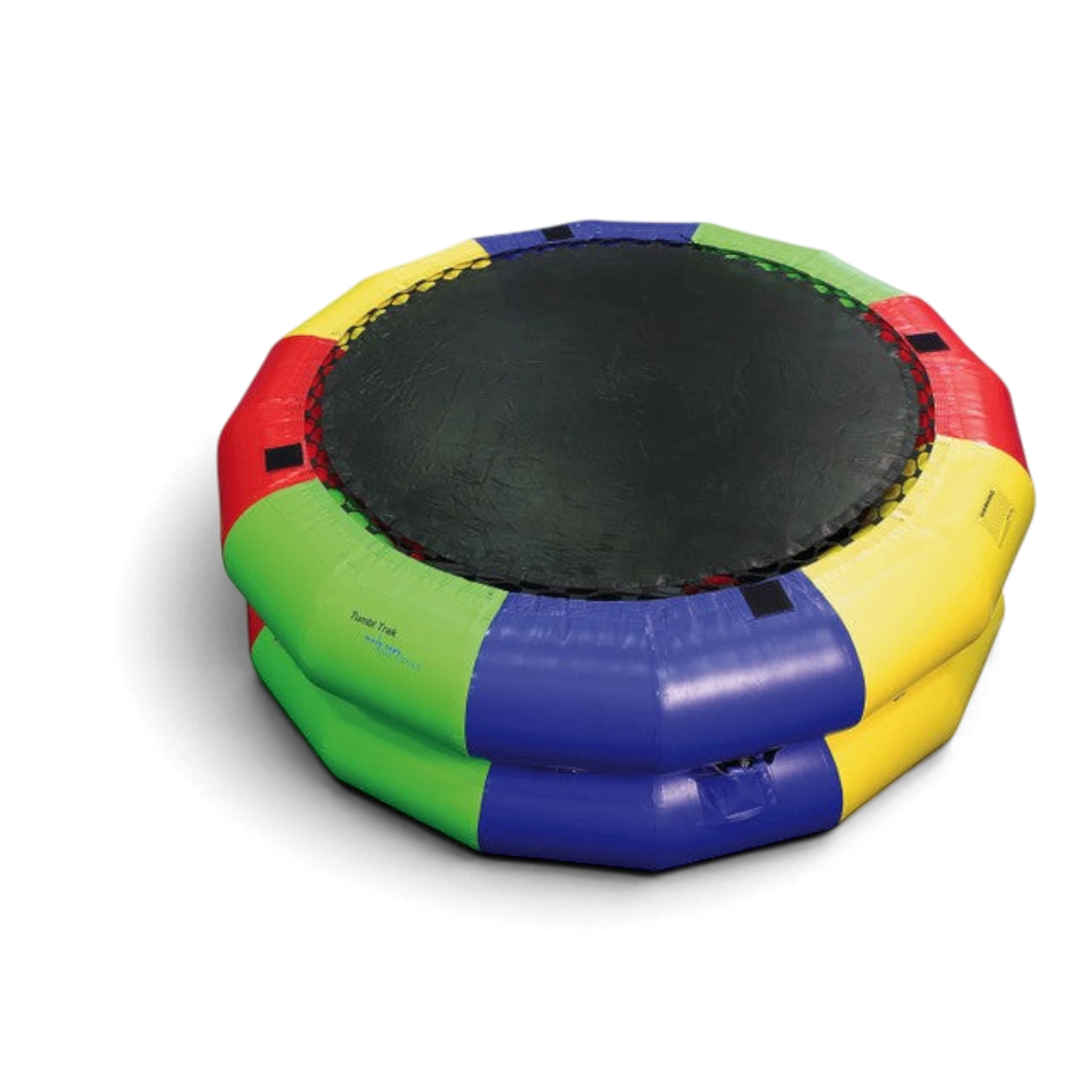 UK Gym Pits multi-coloured inflatable fitness wheel with a black central mat for children's gymnastics and play