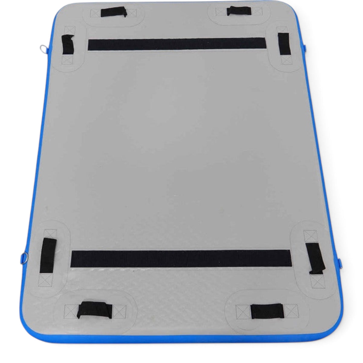 UK Gym Pits Sweet Spot inflatable gymnastics training mat in grey with blue trim and black attachment straps
