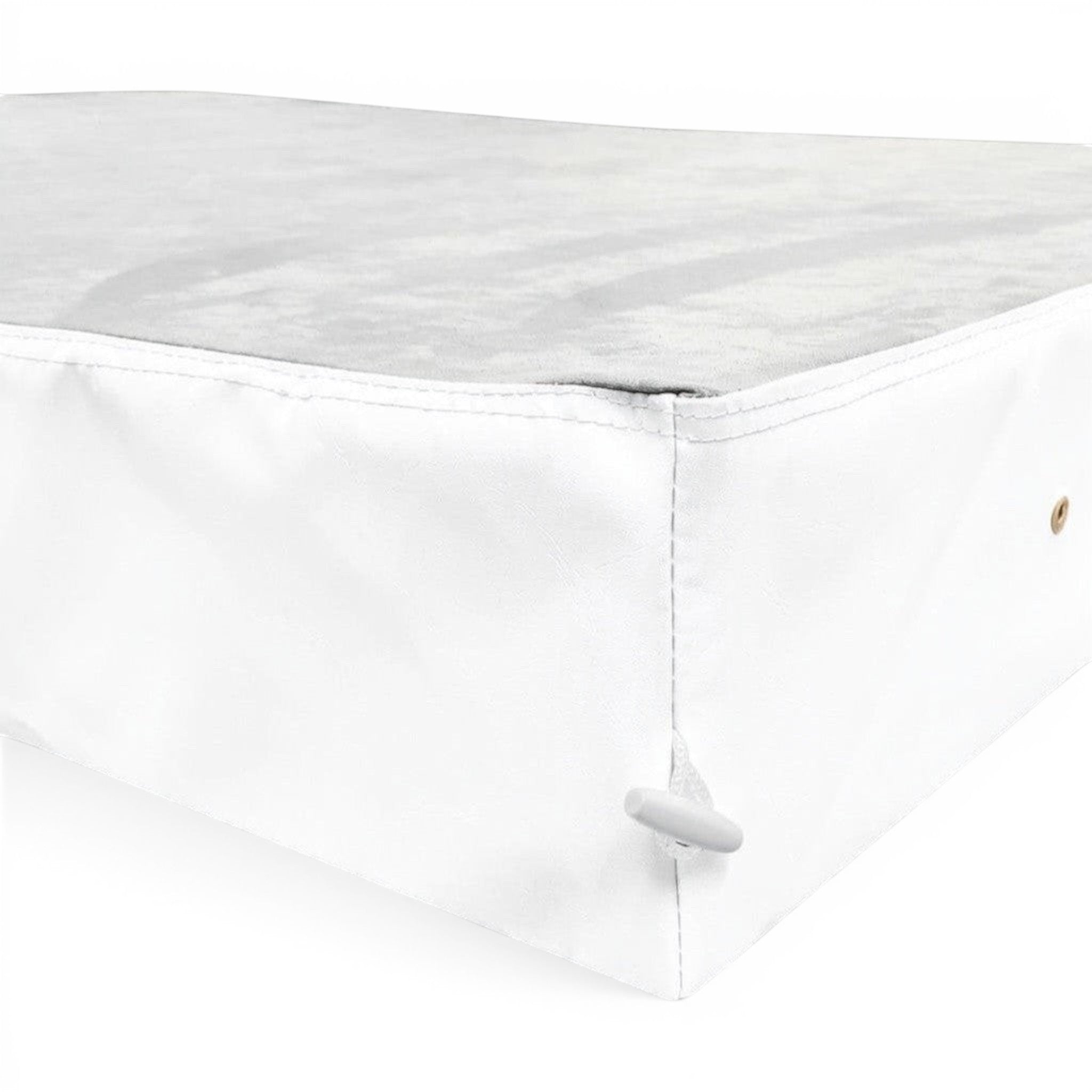 UK Gym Pits jersey topped crash mat with a soft grey fabric surface and durable white PVC sides for gymnastics.